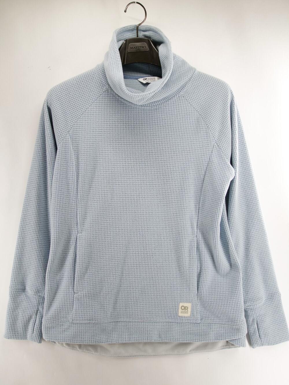 Outdoor Research Trail Mix Cowl Pullover Womens Medium M Blue Grid Fleece Hiking